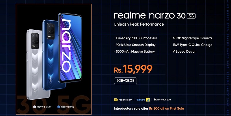 India Desire : Buy Realme Narzo 30 5G From Rs 12999 On Amazon [Flat Rs 4000 Off]